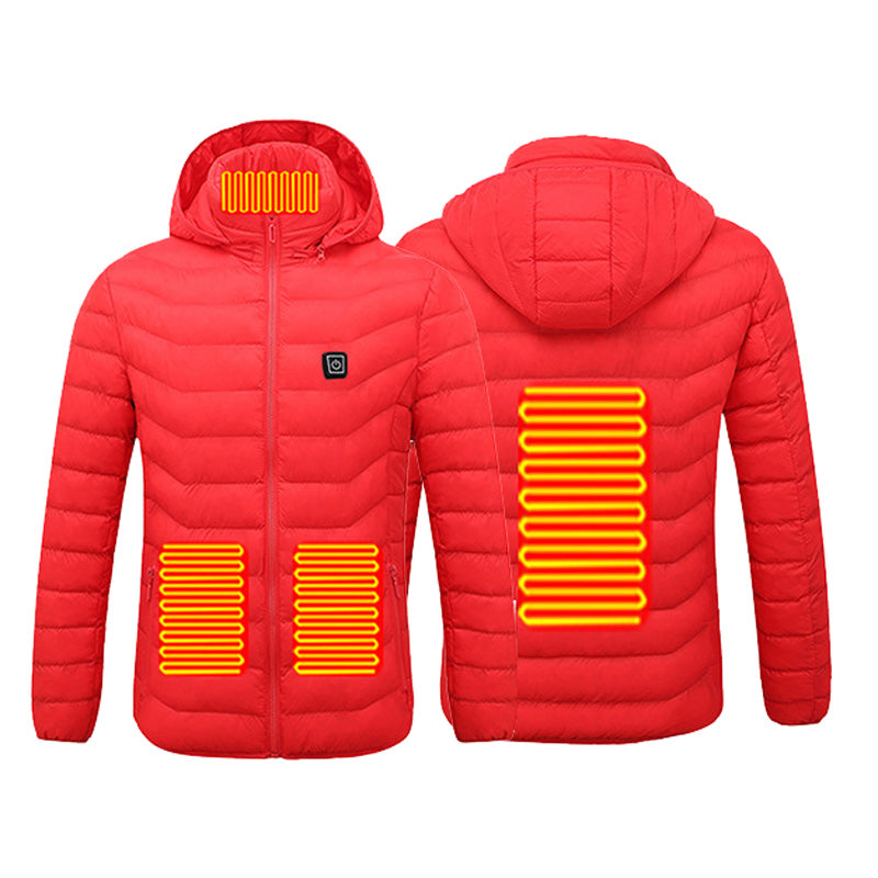 Single Temp-controller 4 Heating Zones Heated Jacket for Men Women Windproof Long Sleeve USB Charging Heating Quilted Outerwear with Hood
