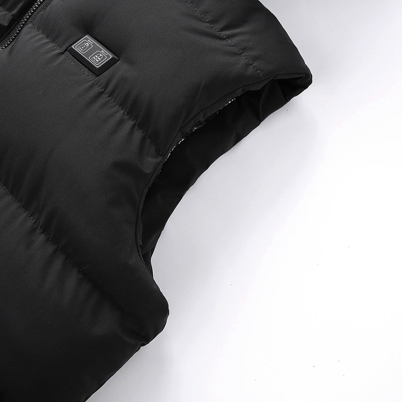 Intelligent Dual Control Unisex Heated Vest with Detachable Hood 11 Heating Zones USB Electric Warm Winter Sleeveless Zipper Waistcoat for Men Women