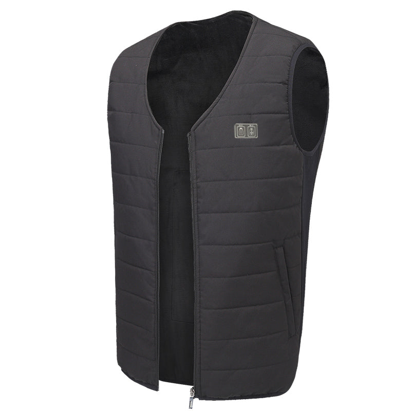 V-neck Fleece Heated Vests for Women Men 12 Heating Areas Dual Control Buttons 3 Gear Temperature Control USB Charging Electric Gilet
