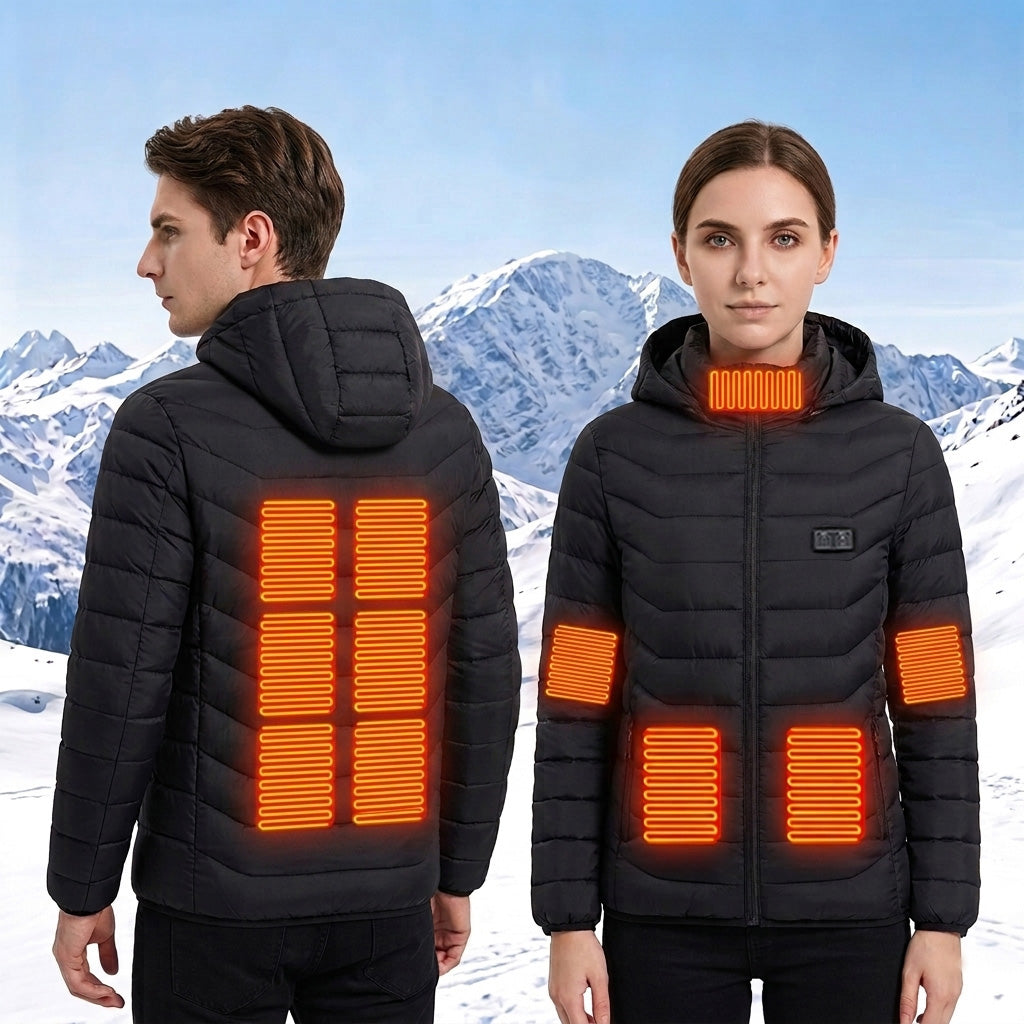 Dual Control 11 Heating Zones Heated Jacket for Women Men USB Electric Charging Heater Thermal Long Sleeve Cotton Winter Coat
