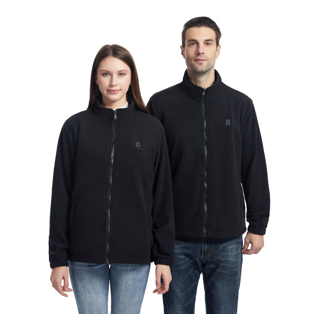 Fleece Heated Jackets for Men Women Temperature Display 9 Heated Areas 3 Gear Temperature USB Charging Heated Zip Up Coat for Outdoor Skiing Hiking