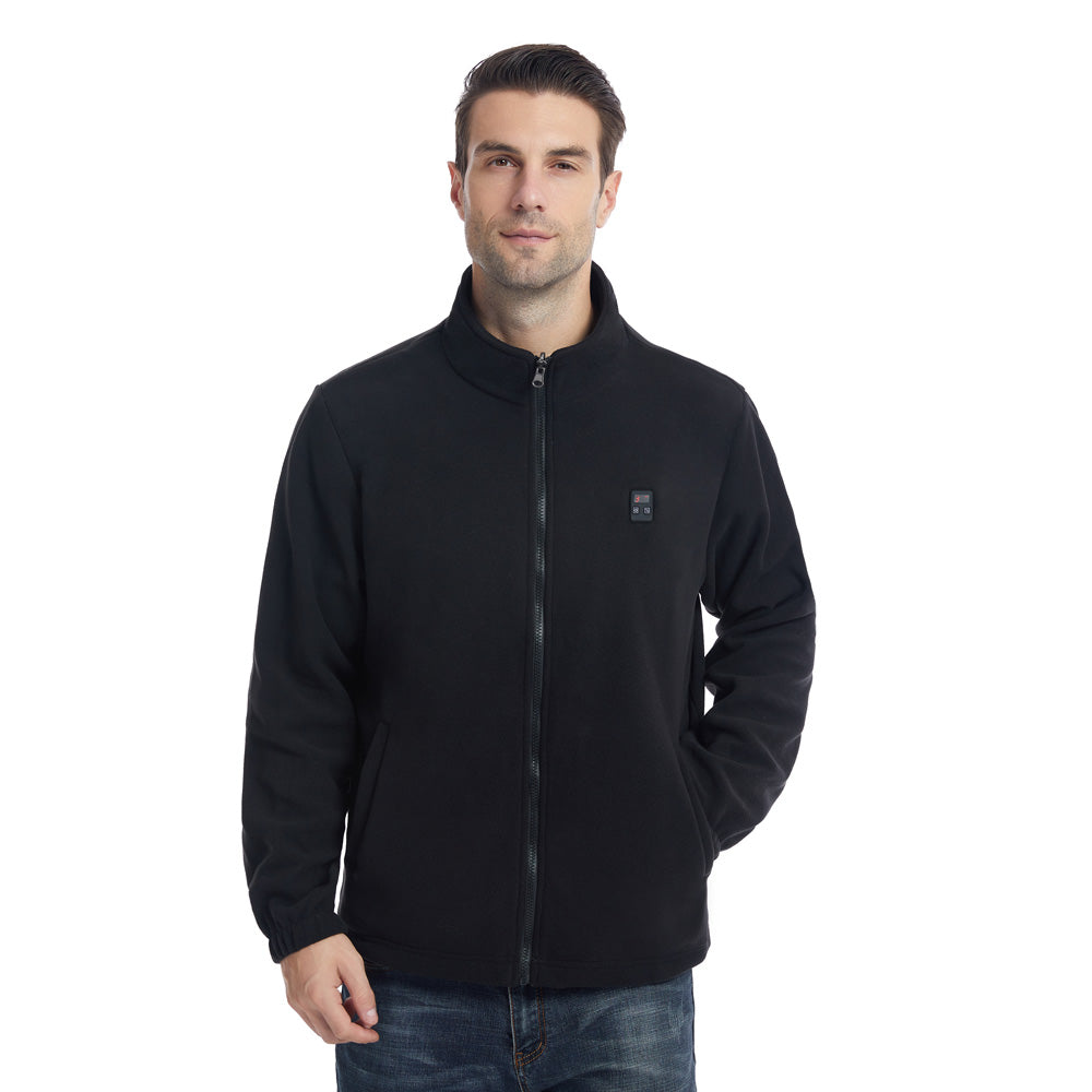 Fleece Heated Jackets for Men Women Temperature Display 9 Heated Areas 3 Gear Temperature USB Charging Heated Zip Up Coat for Outdoor Skiing Hiking