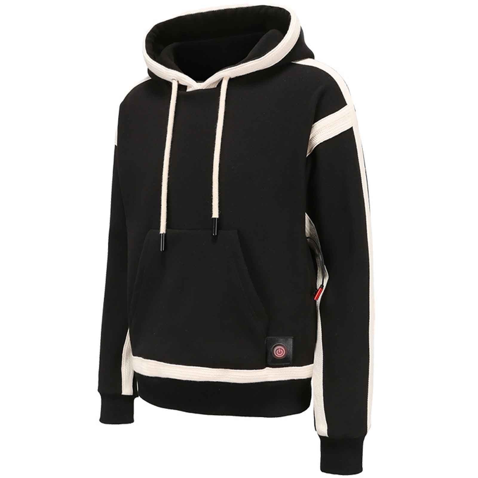 Smart Electric Heated Sweatshirt for Men Women, 9 Heating Zones USB Charging Three-Speed Temperature Long Sleeve Blouse Hoodies Thermal Tops