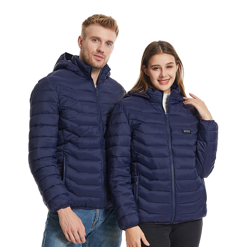 4 Temp-controller 19 Heating Zones Heated Jacket with Hood for Women Men 3 Temperature Levels Electric Charging Thermal Long Sleeve Warm Coat