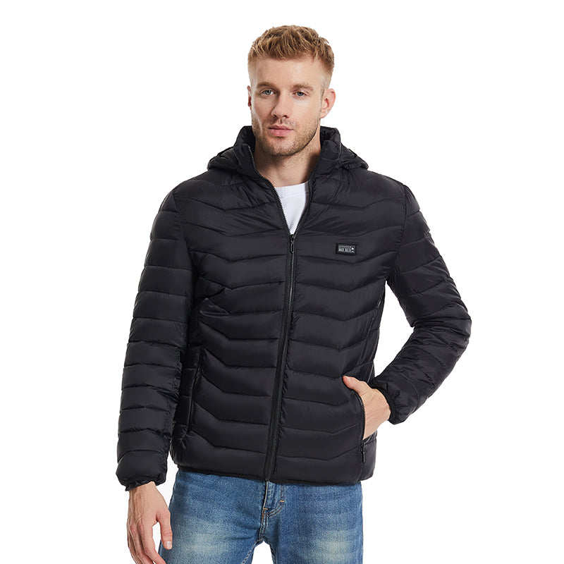 4 Temp-controller 19 Heating Zones Heated Jacket with Hood for Women Men 3 Temperature Levels Electric Charging Thermal Long Sleeve Warm Coat