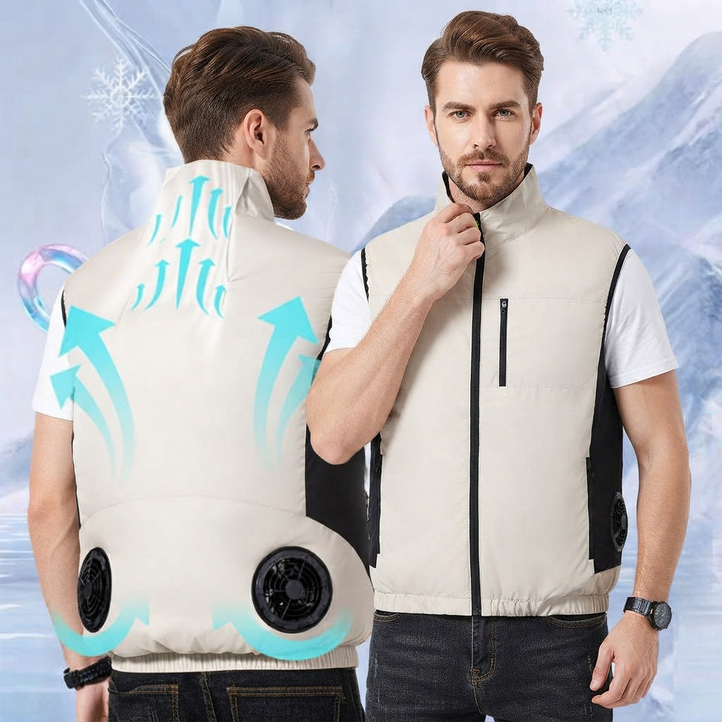 Air Conditioning Fans Vest for Men Women with 2*5V Fans Air Conditioned Clothes Sleeveless Workwear Heat Reducing & Breathable for Hot Weather