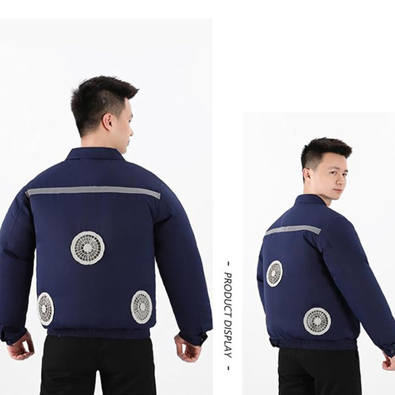 Cooling Fan Jacket for Men Women, Battery Powered 3 Fans Air Conditioned Work Uniform with Usb Reflective Stripe Cooling Fan Clothe for Outdoor Activities In Hot Weather