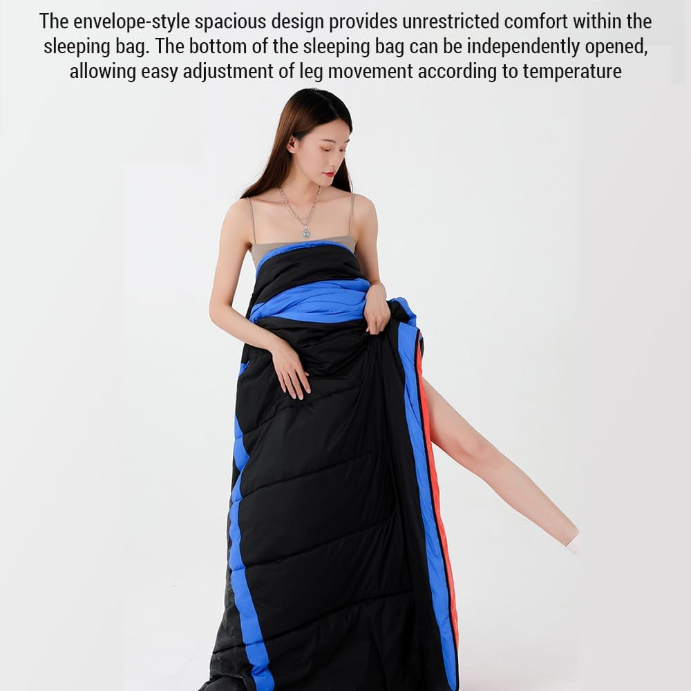Portable Electric Heated Sleeping Bag with Flexible Collar, Thermal 3 Level Temperature Adjustable Envelope Sleeping Bags for Camping Hiking