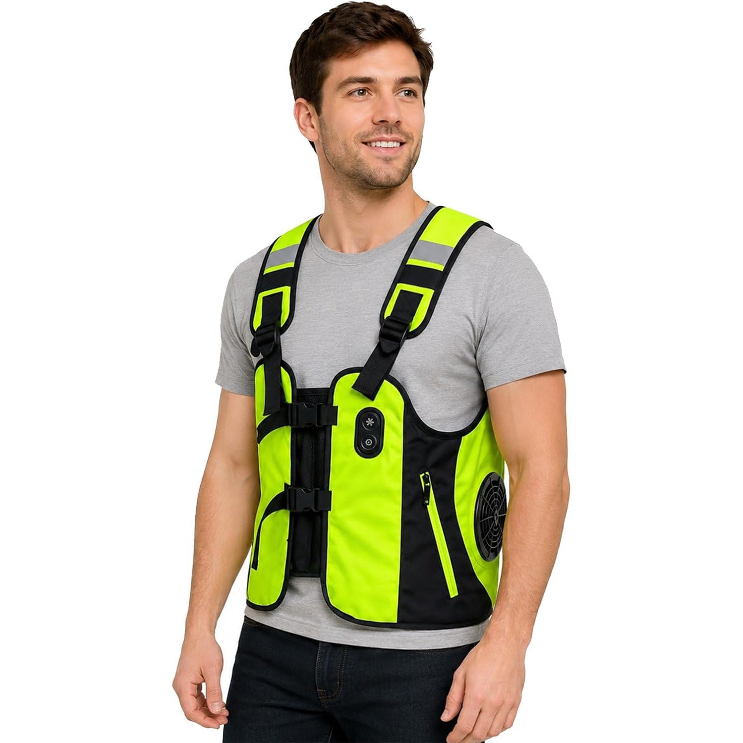 Reflective Dual Cooling Vest with Ice Packs Smart Water Circulation Air-Cooled - Firoth