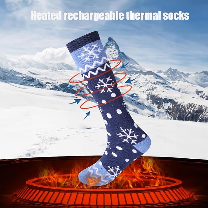 APP Remote Control Christmas Heated Socks with 2pcs 5000mAh Rechargeable Battery Washable Electric Thermal Warming Socks for Men Women