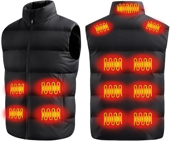 Heated Down Vest for Men Women, USB Electric Sleeveless Heated Waistcoat with 13 Heating Zones 3 Heating Levels
