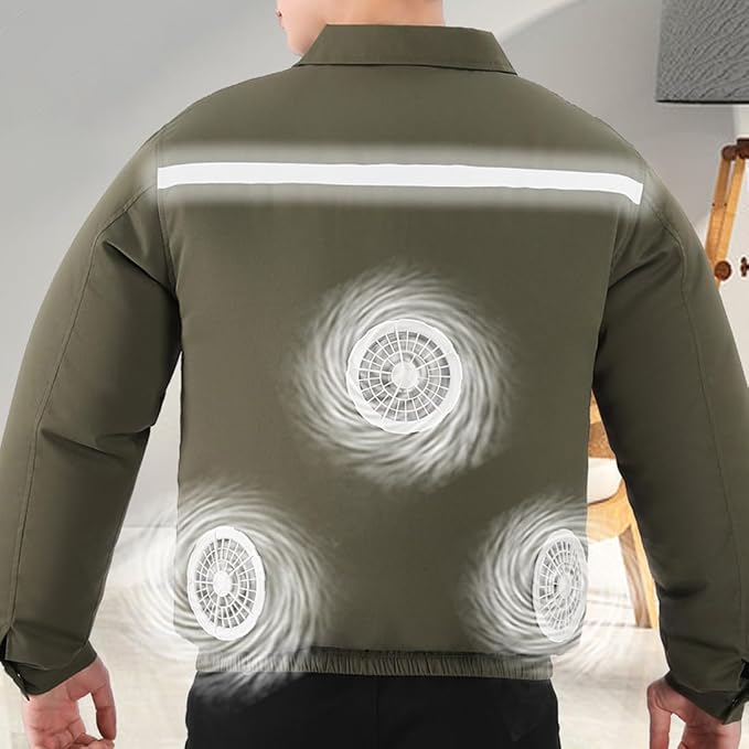 Cooling Fan Jacket for Men Women, Battery Powered 3 Fans Air Conditioned Work Uniform with Usb Reflective Stripe Cooling Fan Clothe for Outdoor Activities In Hot Weather