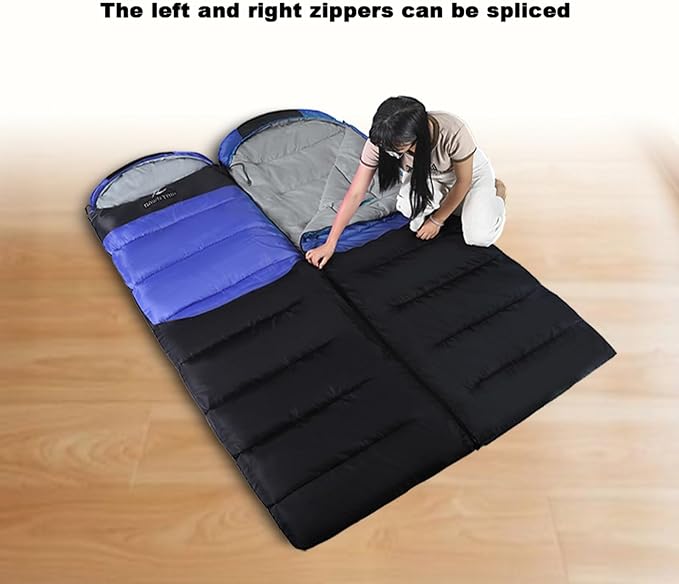 USB Electrical Heated Sleeping Bag 3 Heating Settings 4 Heat Zones Ultra Lightweight Thicken Down Cotton Camping Sleeping Bag for Backpacking
