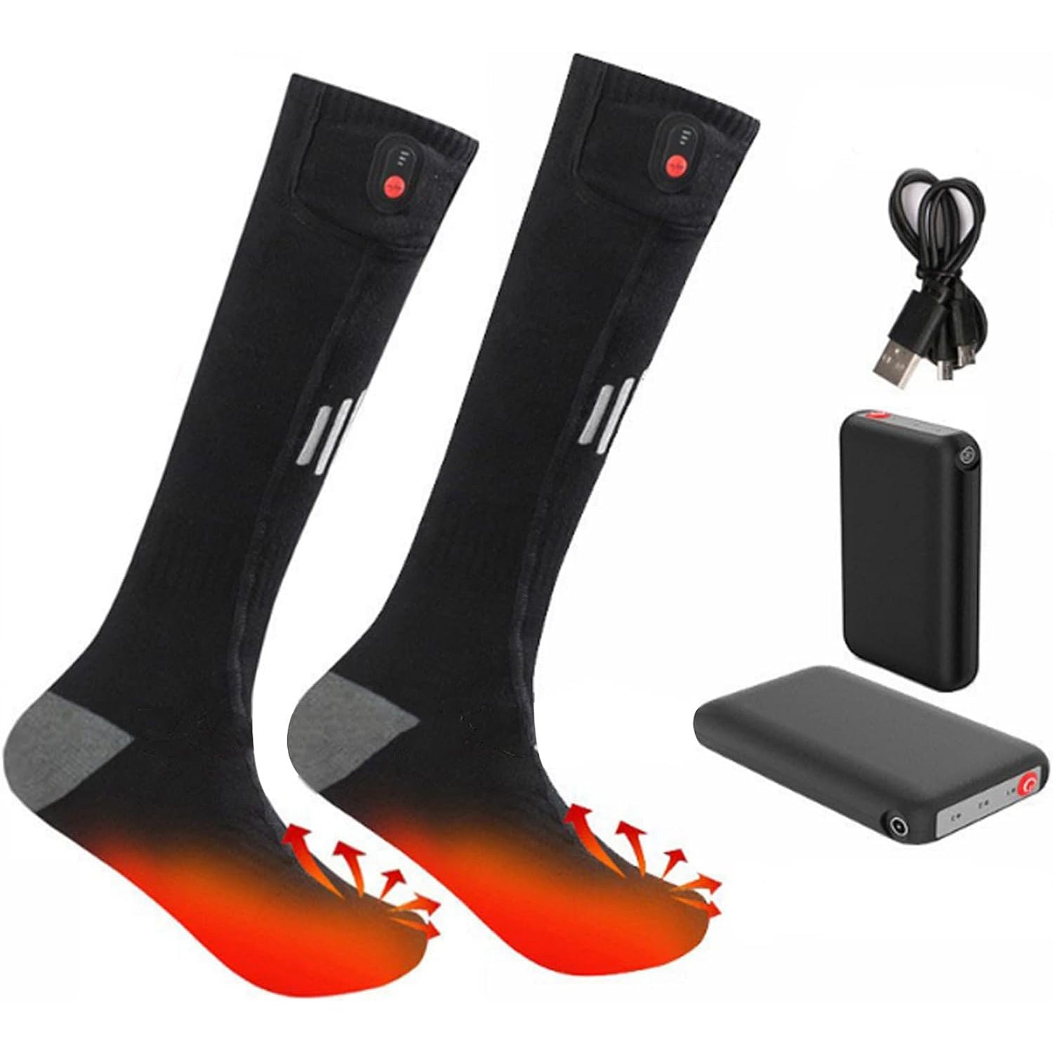 Electric Heated Thermal Socks for Men and Women Foot Warmer with 2pcs 5000mAh Rechargeable Battery Cotton Winter Socks for Skiing, Camping, and Hiking