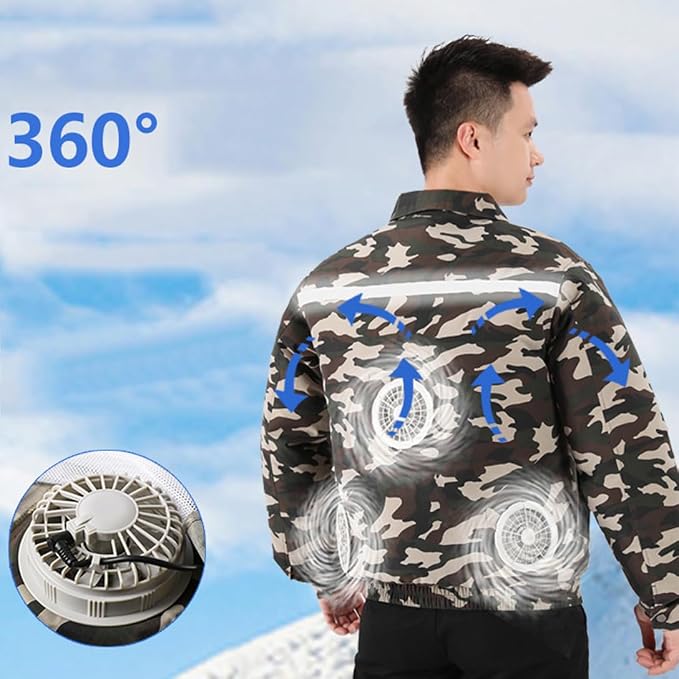 Cooling Fan Jacket for Men Women, Battery Powered 3 Fans Air Conditioned Work Uniform with Usb Reflective Stripe Cooling Fan Clothe for Outdoor Activities In Hot Weather