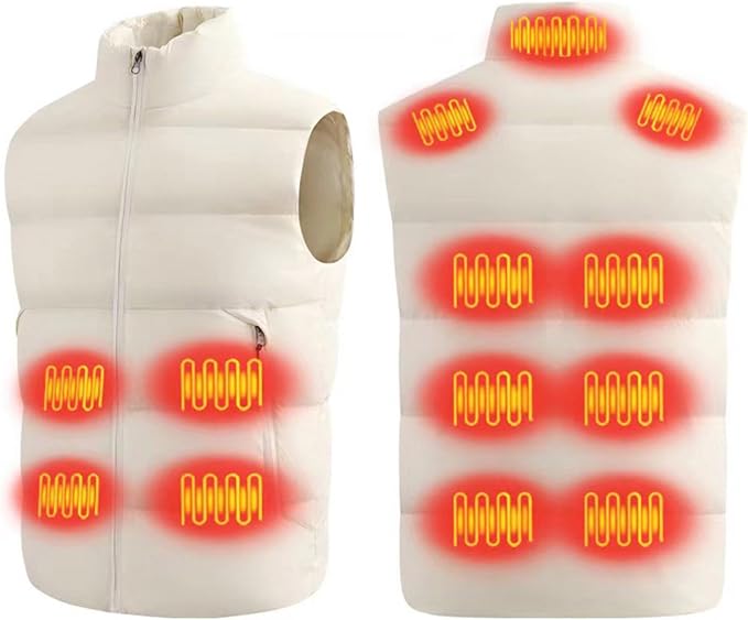 Heated Down Vest for Men Women, USB Electric Sleeveless Heated Waistcoat with 13 Heating Zones 3 Heating Levels