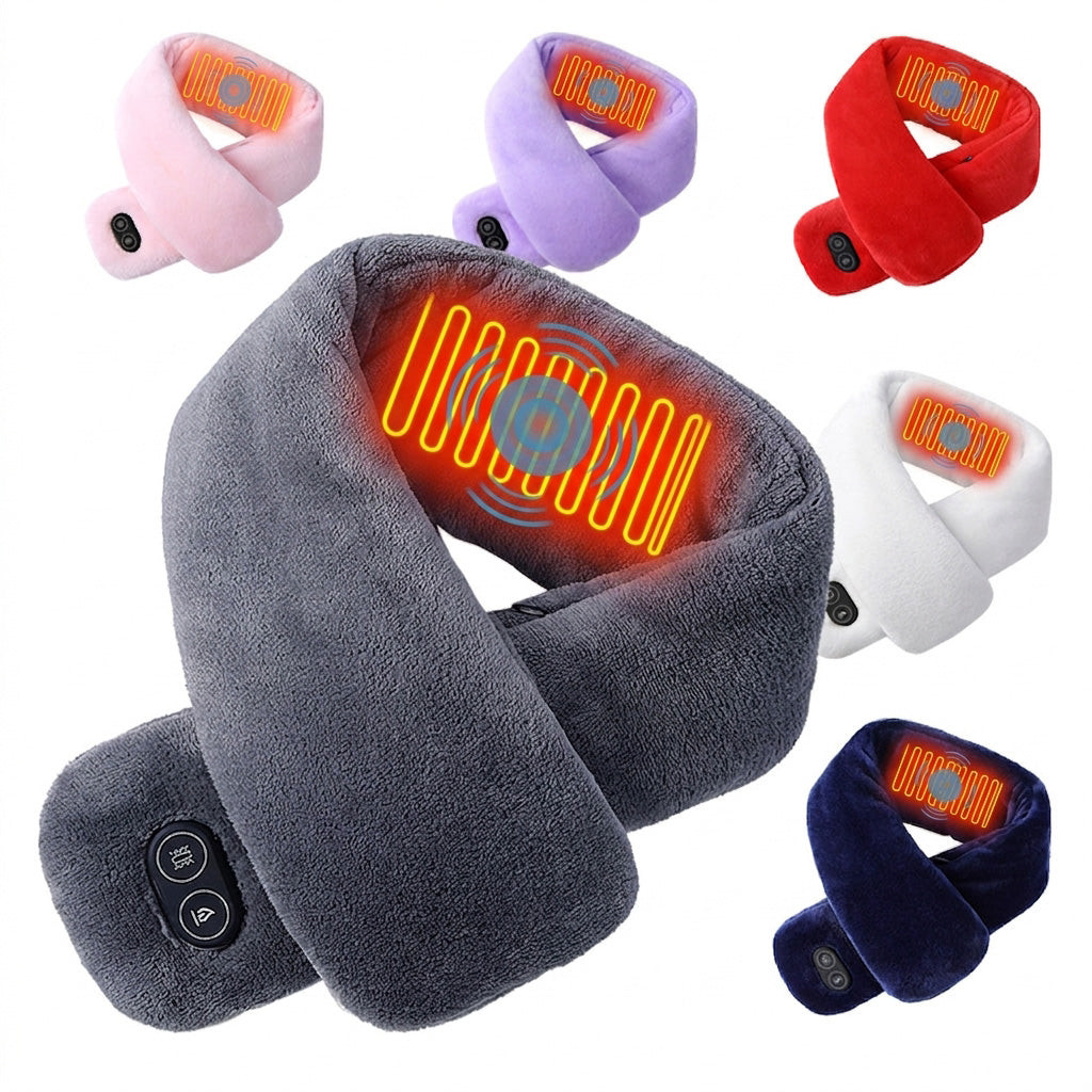 Unisex 80CM Heated Massaging Neck Warmer Scarf for Pain Soft USB Electric Heating Neck and Shoulder Heating Pad Neckerchief