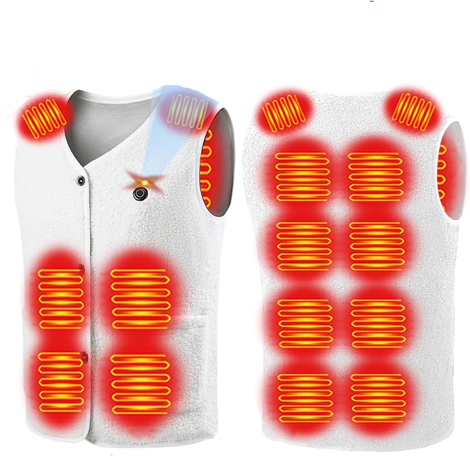 Fleece Heated Vest for Men Women 16 Heating Zones 3 Adjustable Temperature USB Rechargeable Electric Body Warmer