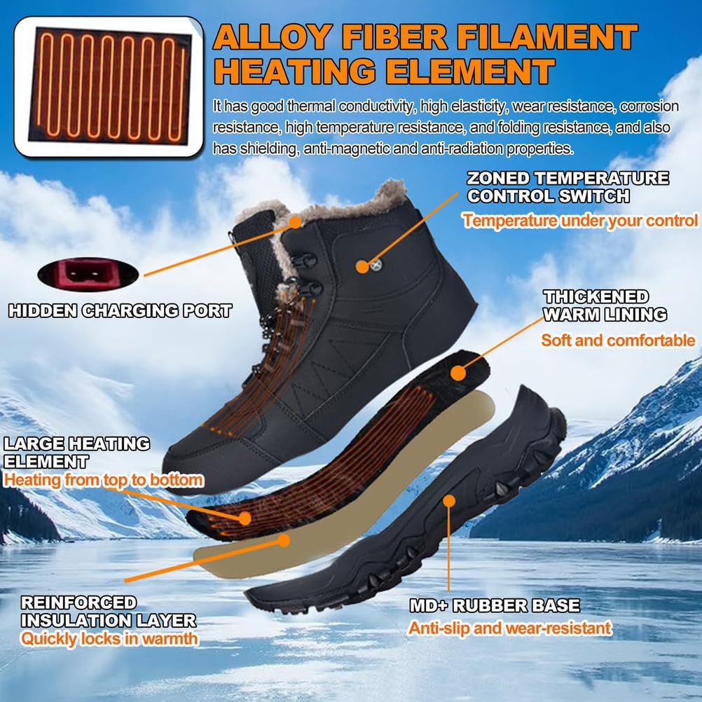 Smart Heated Sneakers for Women with Rechargeable 20000mAh Battery 3 Heating Levels Electric Heated Shoes, Waterproof Upper, Non-Slip Rubber Sole, Winter Warmth Footwear for Hiking Outdoor Activities
