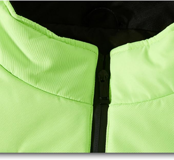 Green+Black High Visibility Heated Vest for Men Women, 8 Heating Zones 3 Temperature Levels Rechargeable Lightweight Zip Up Hi Vis Safety Electric Thermal Warming Gilet with Pockets