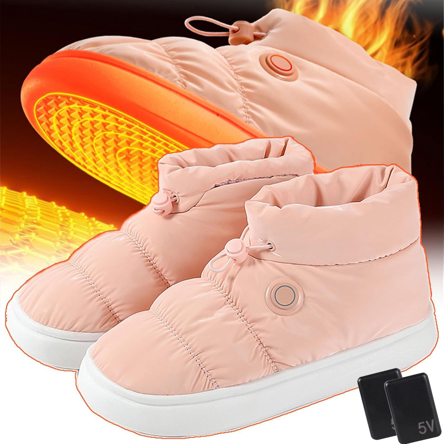 Rechargeable Electric Heated Shoes for Men Women with 2*8500mAh Batteries 3-level Temperature Adjustment 45℃/55℃/65℃ Winter Snow Short Boots Foot Warmer