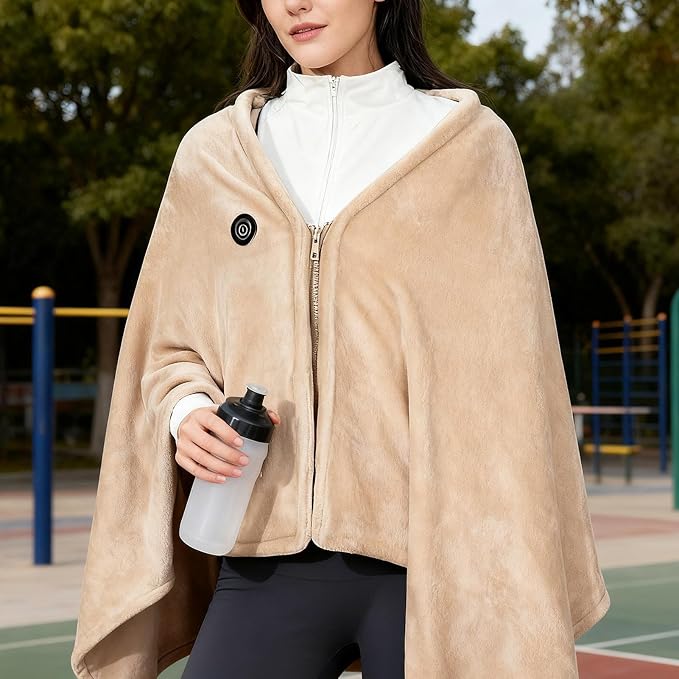 Portable USB Heated Blanket Electric Wearable Heated Shawl Wraps for Office, Heating Lap Blanket Throw, Washable, 3 Heat Level
