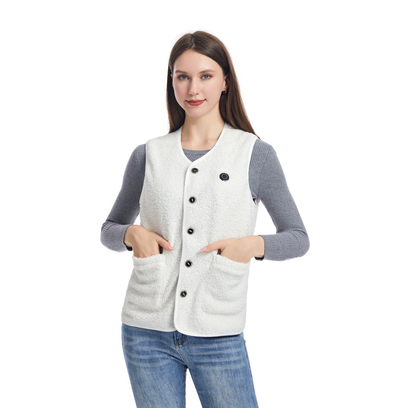 Fleece Heated Vest for Men Women 16 Heating Zones 3 Adjustable Temperature USB Rechargeable Electric Body Warmer