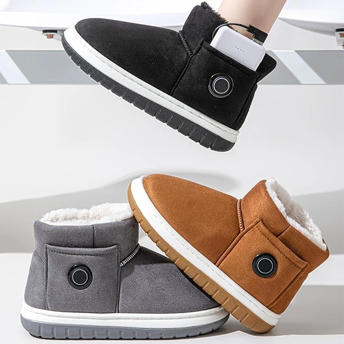 Electric Heated Snow Boots With 2*5000mAh Rechargeable Batteries 3-level Temperature Adjustment Waterproof Non-Slip Foot Warmer Slippers for Women Men