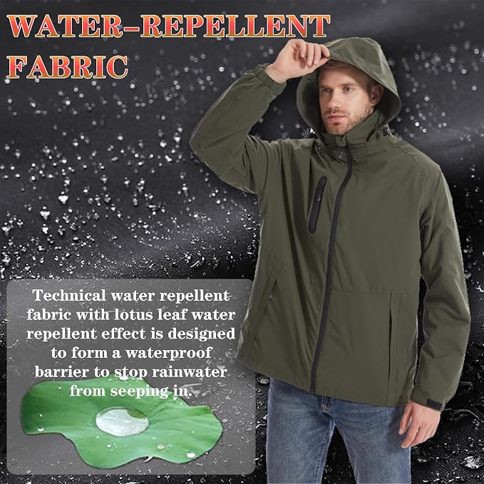 3-in-1 Heated Windbreaker for Men Women 15 Heating Zones 3 Levels of Temperature Adjustment USB Electric Windproof Thermal Jackets for Outdoor Skiing Hiking Camping