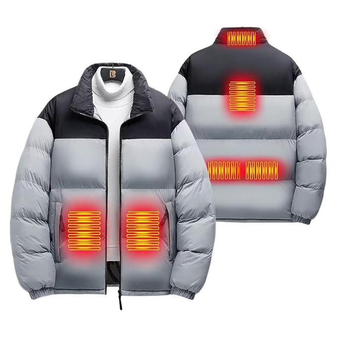 USB Heated Outerwear Coats for Men Winter Warm 6 Heating Zones Intelligent Constant Temperature Quilted Zip-Up Puffer Jacket