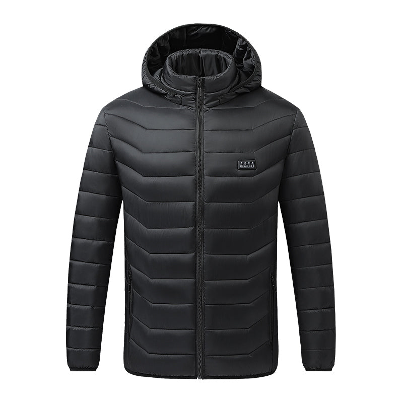 4 Temp-controller 19 Heating Zones Heated Jacket with Hood for Women Men 3 Temperature Levels Electric Charging Thermal Long Sleeve Warm Coat