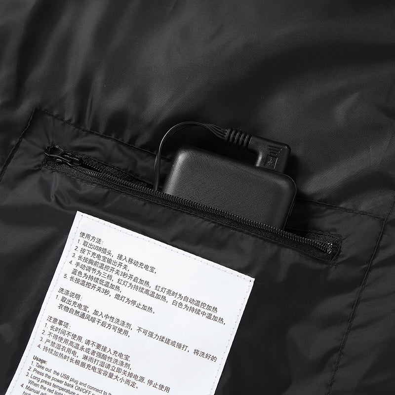 4 Temp-controller 19 Heating Zones Heated Jacket with Hood for Women Men 3 Temperature Levels Electric Charging Thermal Long Sleeve Warm Coat