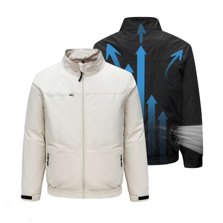 Cooling Air Conditioning Work Clothes with 2 Fans, Summer Ultra-thin Long Sleeve Fan Jacket for Men Women, 3 Levels of Wind Speed Adjustment