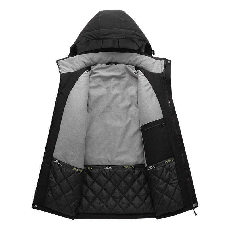 Soft Shell Electric Heated Jacket for Men Women with Detachable Hood 8 Heating Zones 3 Levels of Temperature Control Heating Winter Coat for Outdoor Hiking Skiing Hunting