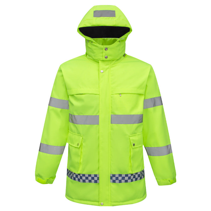 Hi Vis Heated Hooded Jacket for Men Women, 8 Heating Zones 3 Temperature Levels High Visibility Heated Workwear Waterproof Windproof Reflective Outerwear Safety Security Work Coat