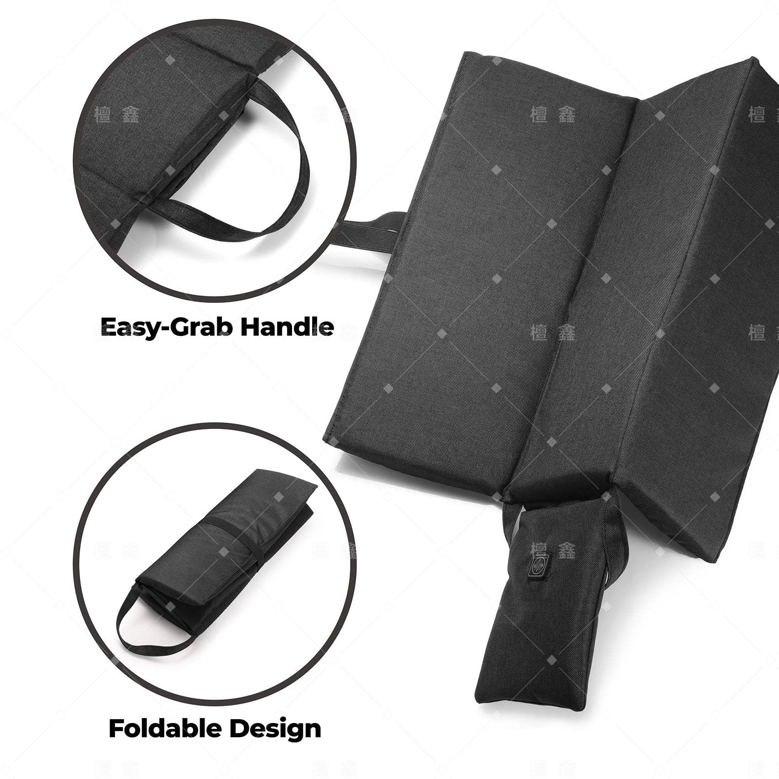 Foldable Portable Heated Seat Cushion with USB-C Rechargeable Battery, USB Heated Seat Cover Pads for Office Chair, Bleacher, Camping, Stadium
