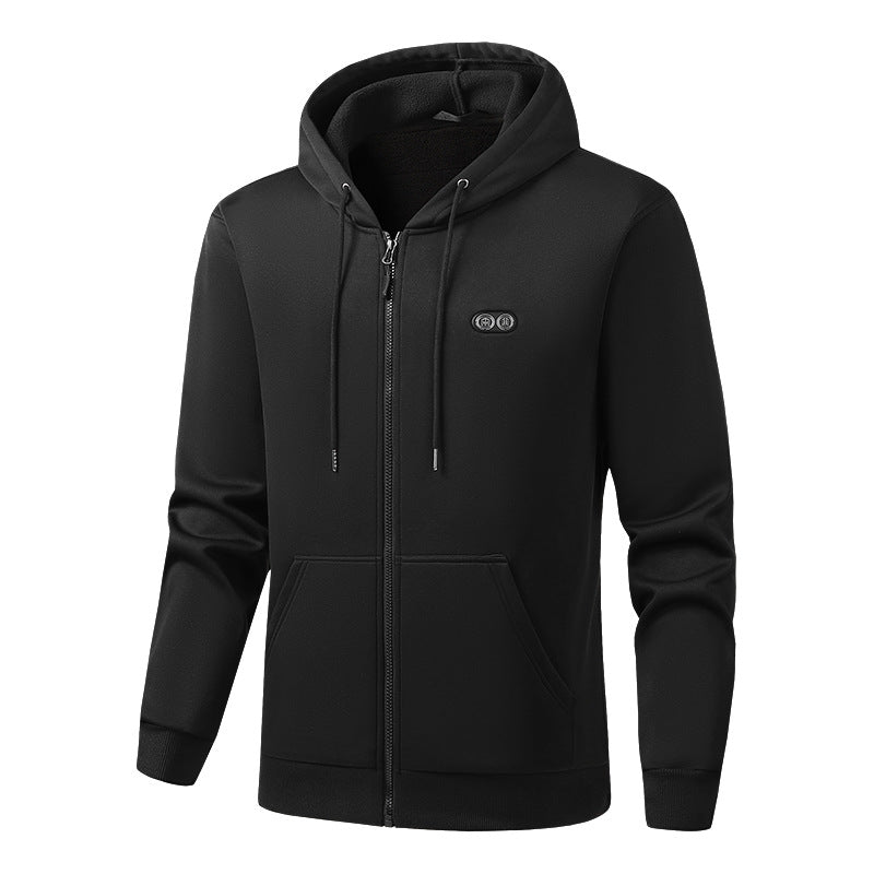 Heated Hoodie for Women Men Fleece Lined Zip Up Electric Hooded Sweatshirt with 17 Heating Zones
