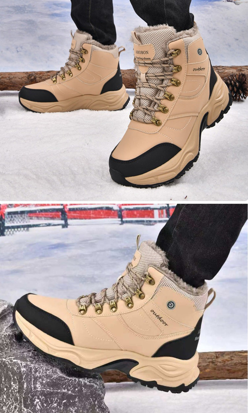 Heated Boots for Men Women, Waterproof Winter Snow Boots with 2*7000mAh Rechargeable Batteries, 3-Level Warming, Electric Foot Warmer for Indoor & Outdoor Use, Heated House Slippers