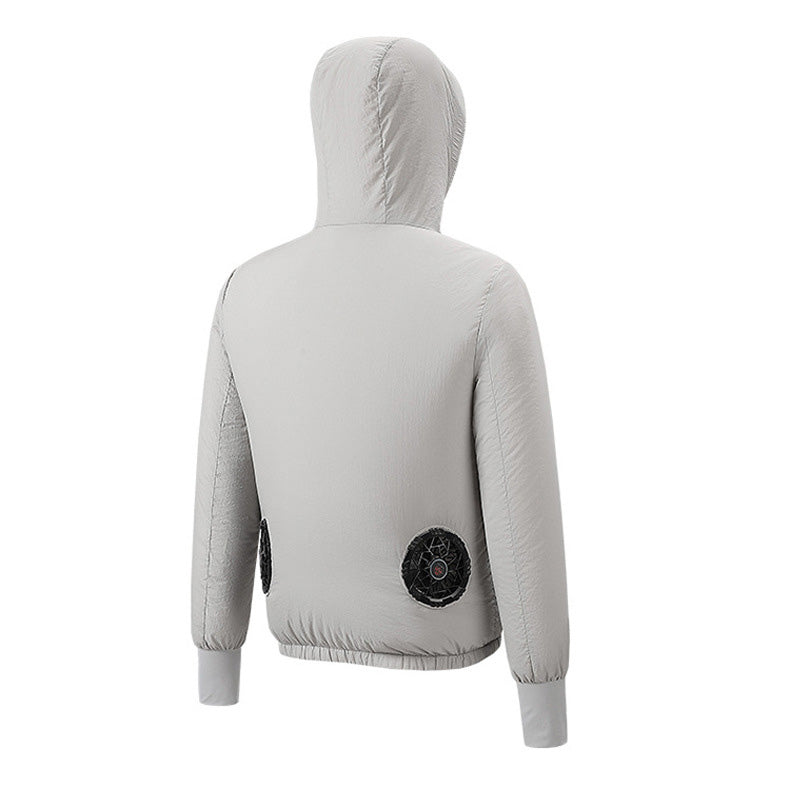 Sun Protective Cooling Fan Jacket for Men Women, UPF 50+ Air Conditioned Lightweight Hoodie, UV Protection USB Cool Jacket for Summer Hot Weather Work, Outdoor Activities