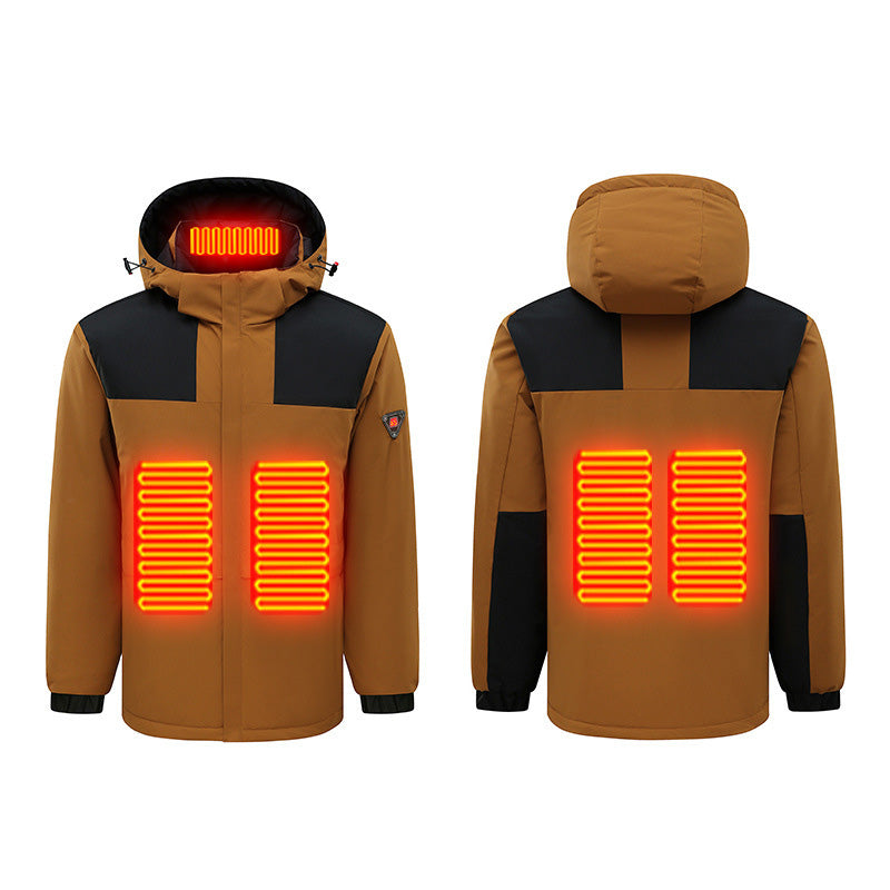 Winter Hooded Heated Coats for Men and Women, Windproof Waterproof Unisex Heating Warm Jackets, Large Heating Zones 3 Levels Heat Control USB Charging Electric Body Warmer Overcoat Hoodie