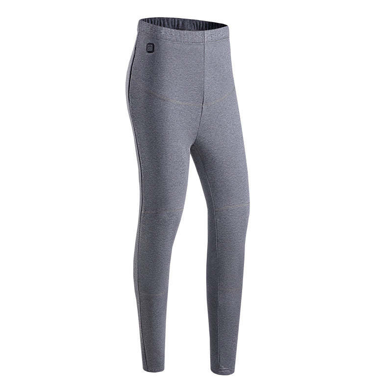 Gray Women's Electric Heated Underwear Set, Intelligent Heating Cold Winter Long Fleece USB Thermal Tops & Pants