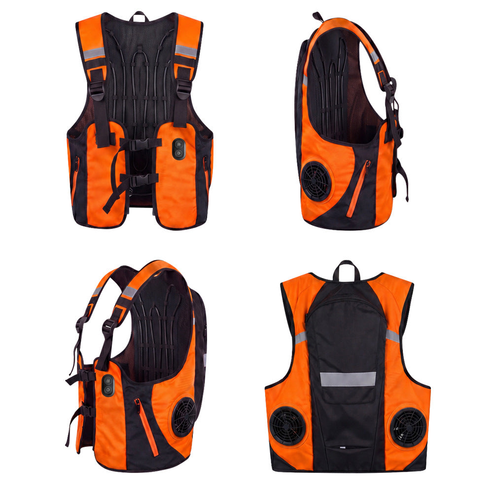 Reflective Dual Cooling Vest with Ice Packs Smart Water Circulation Air-Cooled