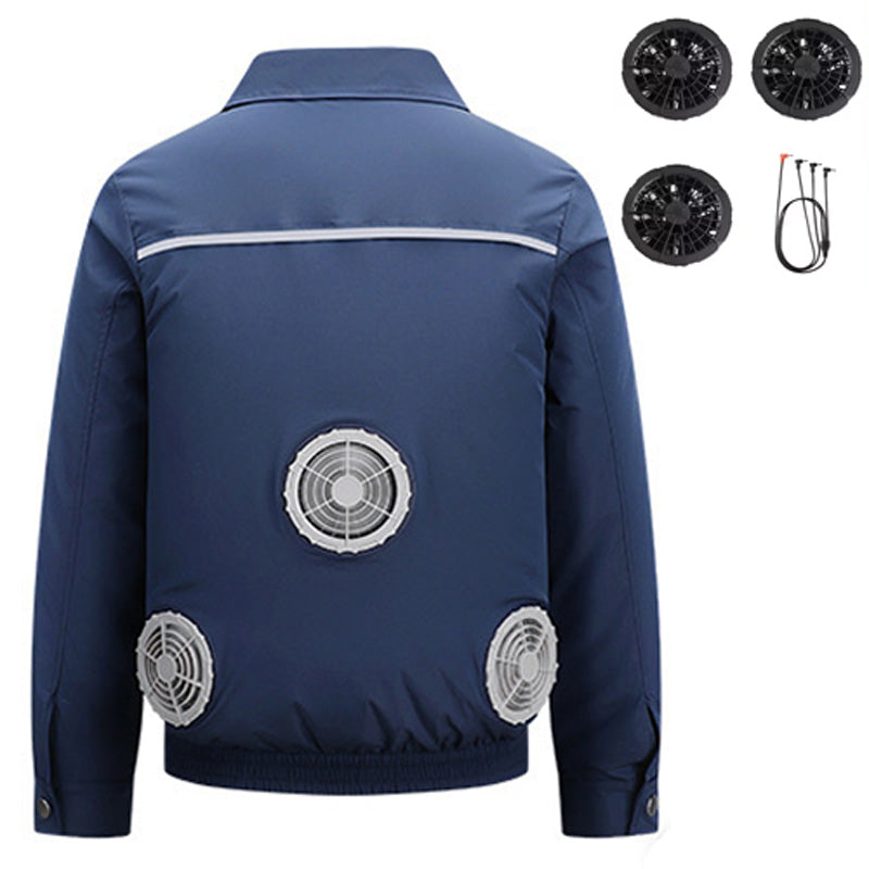 Cooling Fan Jacket for Men Women, Battery Powered 3 Fans Air Conditioned Work Uniform with Usb Reflective Stripe Cooling Fan Clothe for Outdoor Activities In Hot Weather