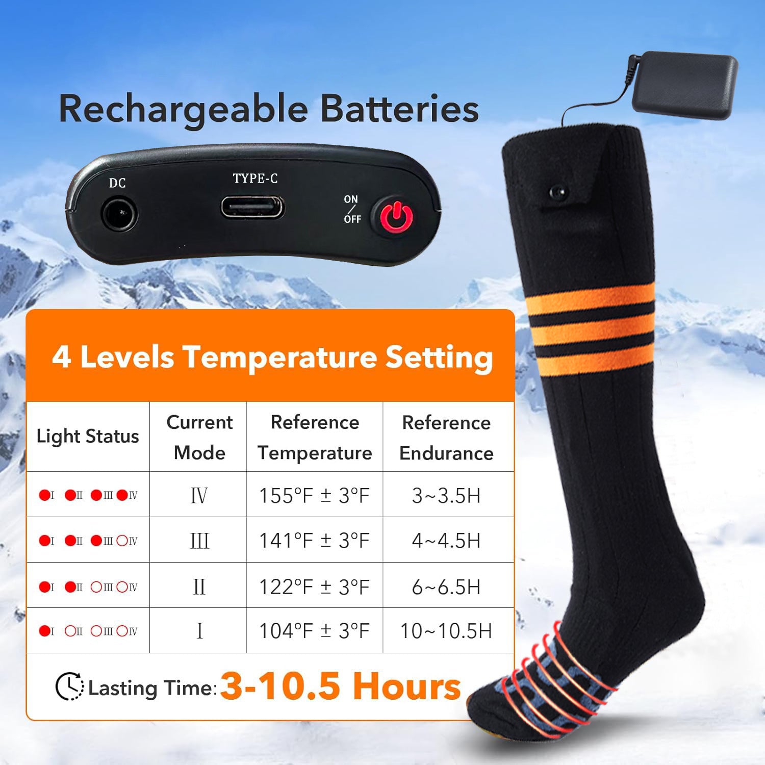 APP Remote Control Heated Socks for Men Women with Power Bank 5000mAh x 2 Rechargeable Batteries 4 Adjustable Heating Levels Winter Warm Socks for Outdoor Camping Skiing Fishing
