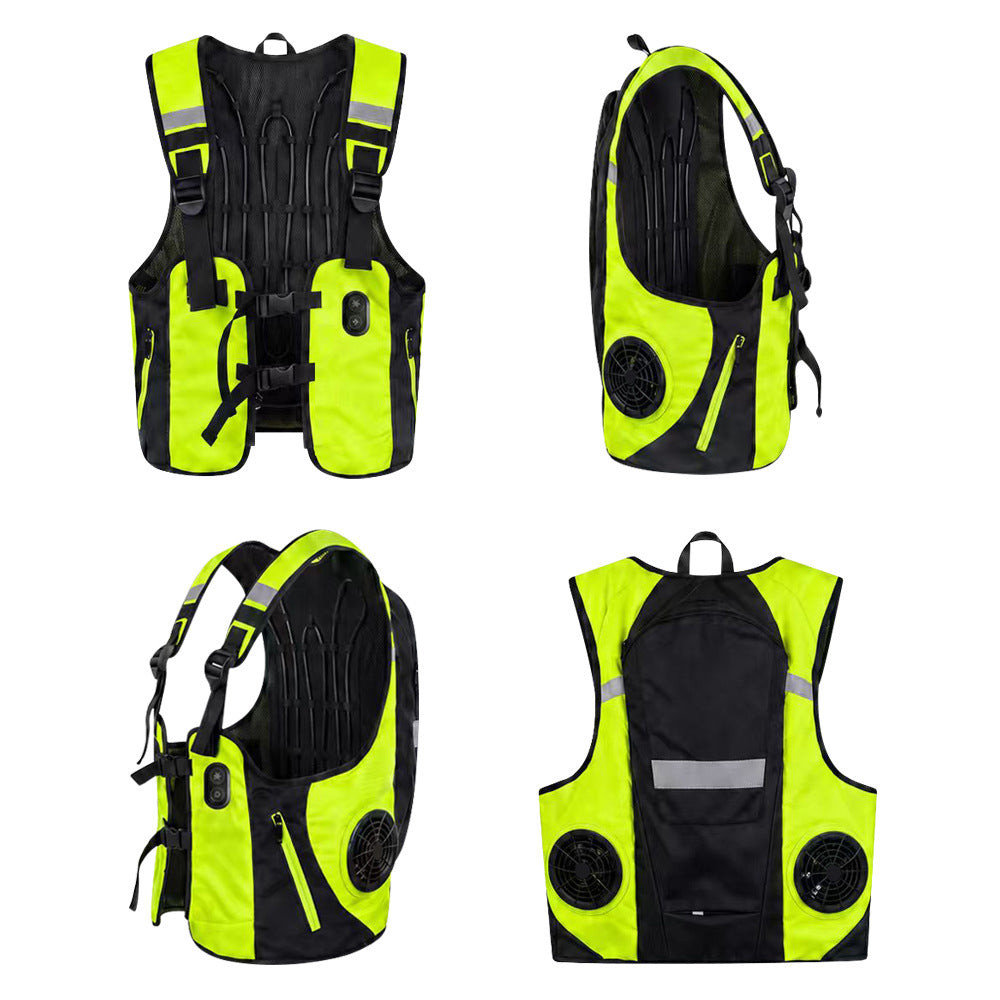 Reflective Dual Cooling Vest with Ice Packs Smart Water Circulation Air-Cooled