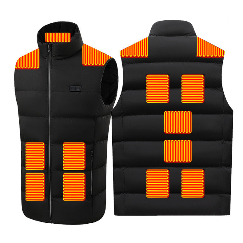 Dual Control 15 Carbon Fiber Heating Pads Thermal Vest for Women Men Heated Gilet 3 Heat Settings Electric USB Charging Heating Waistcoat