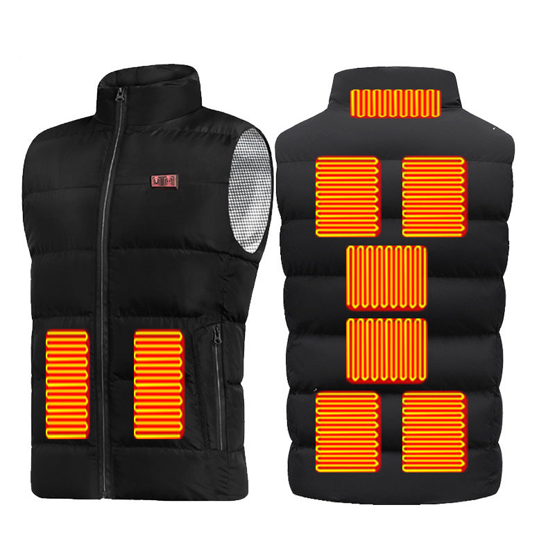Dual Control 9 Carbon Fiber Heating Pads Heated Gilet for Men Women Heated Vest 3 Temperature Levels Electric USB Charging Heating Vest