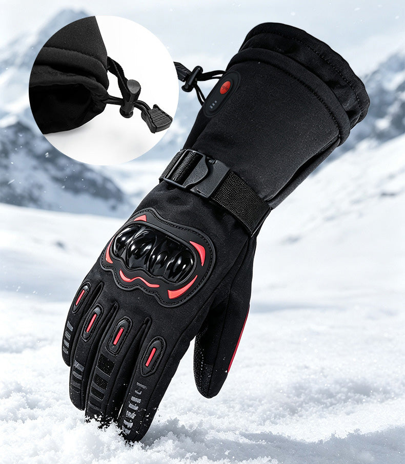 7.4V 2*3000mAh Rechargeable Heated Motorcycle Gloves Winter Touchscreen Windproof Cold Resistant Gloves for Riding, ATV, UTV, Snowmobile