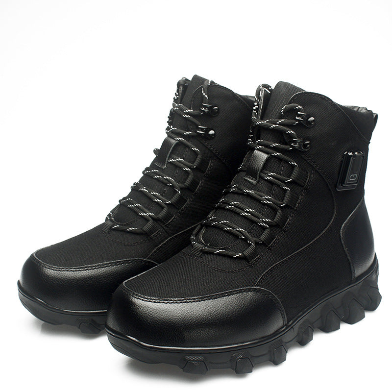Genuine Leather Heated Boots for Men with Five-Level Heating System Rechargeable 20000mAh Battery Winter Waterproof Warm Snow Work Boot Rechargeable Electric Heating Foot Warmers