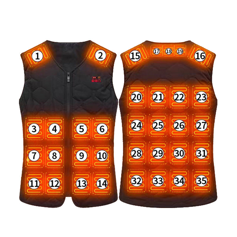35 Heating Areas Heated Vest for Women Men with 3 Adjustable Temperature Electric USB Rechargeable Winter Thermal V-Neck Gilet